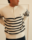 Striped Huxley Quarter Zip - Off White