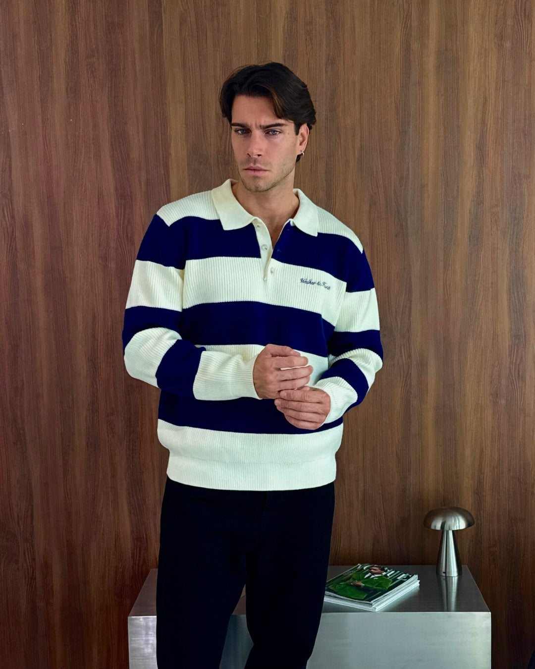 Oversized Lando Knit- Navy & Cream