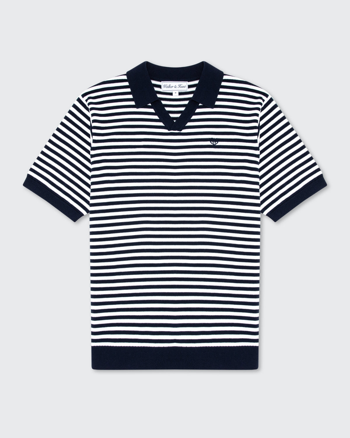 Milton Knitted Polo - Navy & Cream