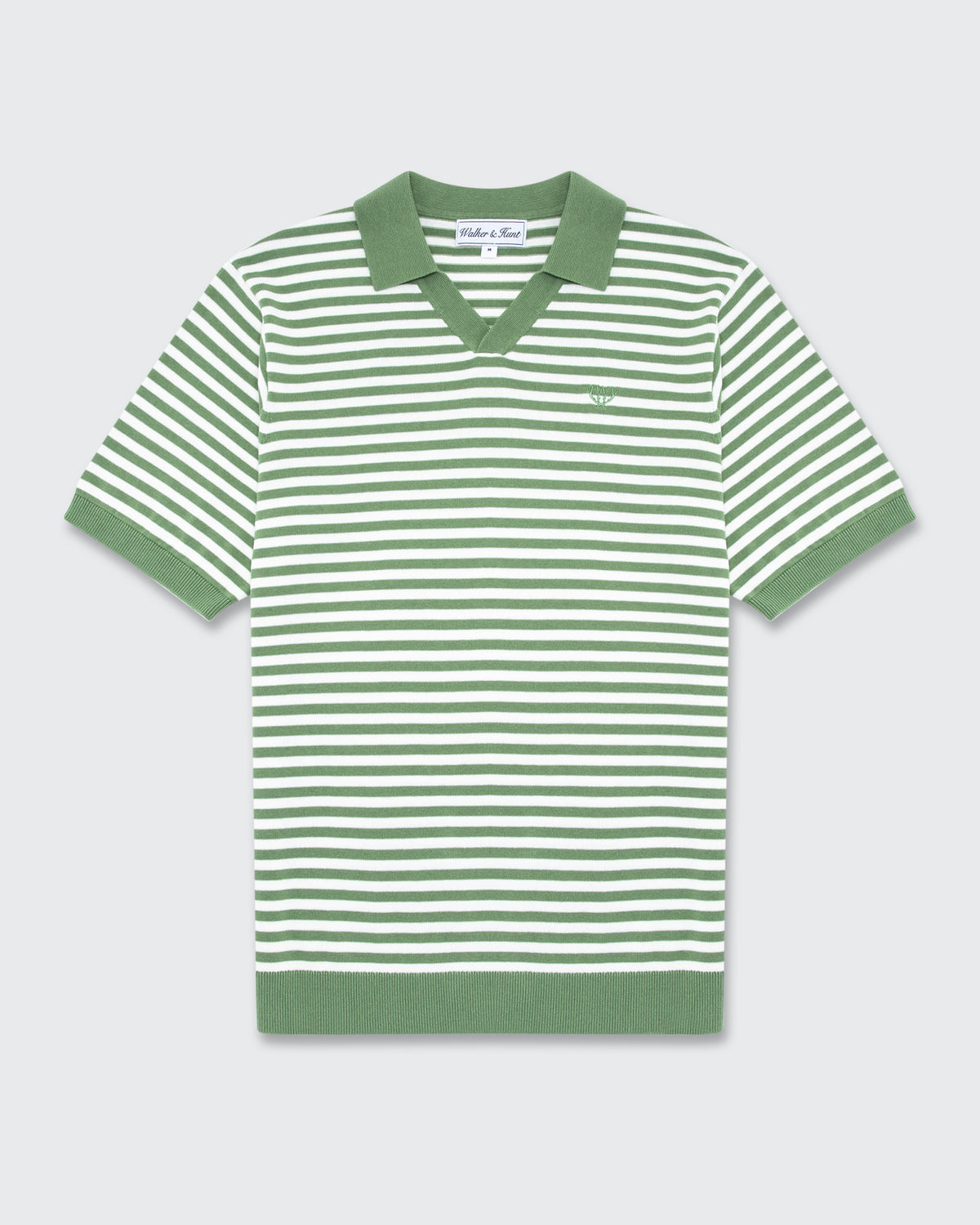 Milton Knitted Polo - Sage & Cream