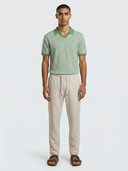 Milton Knitted Polo - Sage & Cream