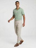 Milton Knitted Polo - Sage & Cream