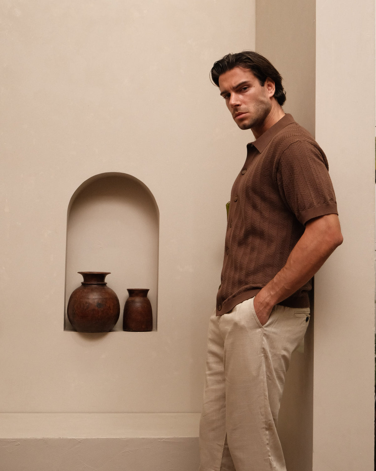 Knitted Shirt- Brown