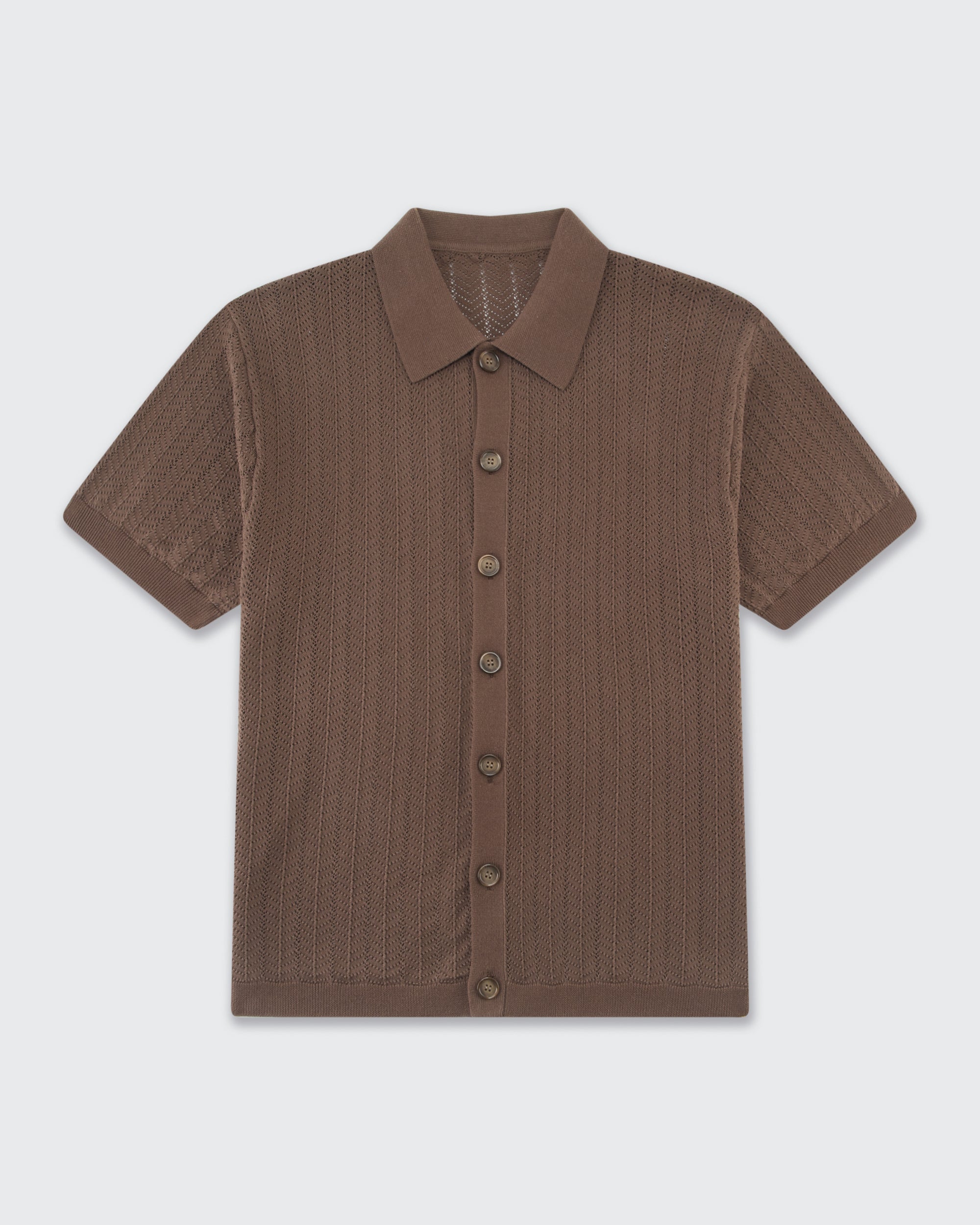 Knitted Shirt- Brown – Walker & Hunt