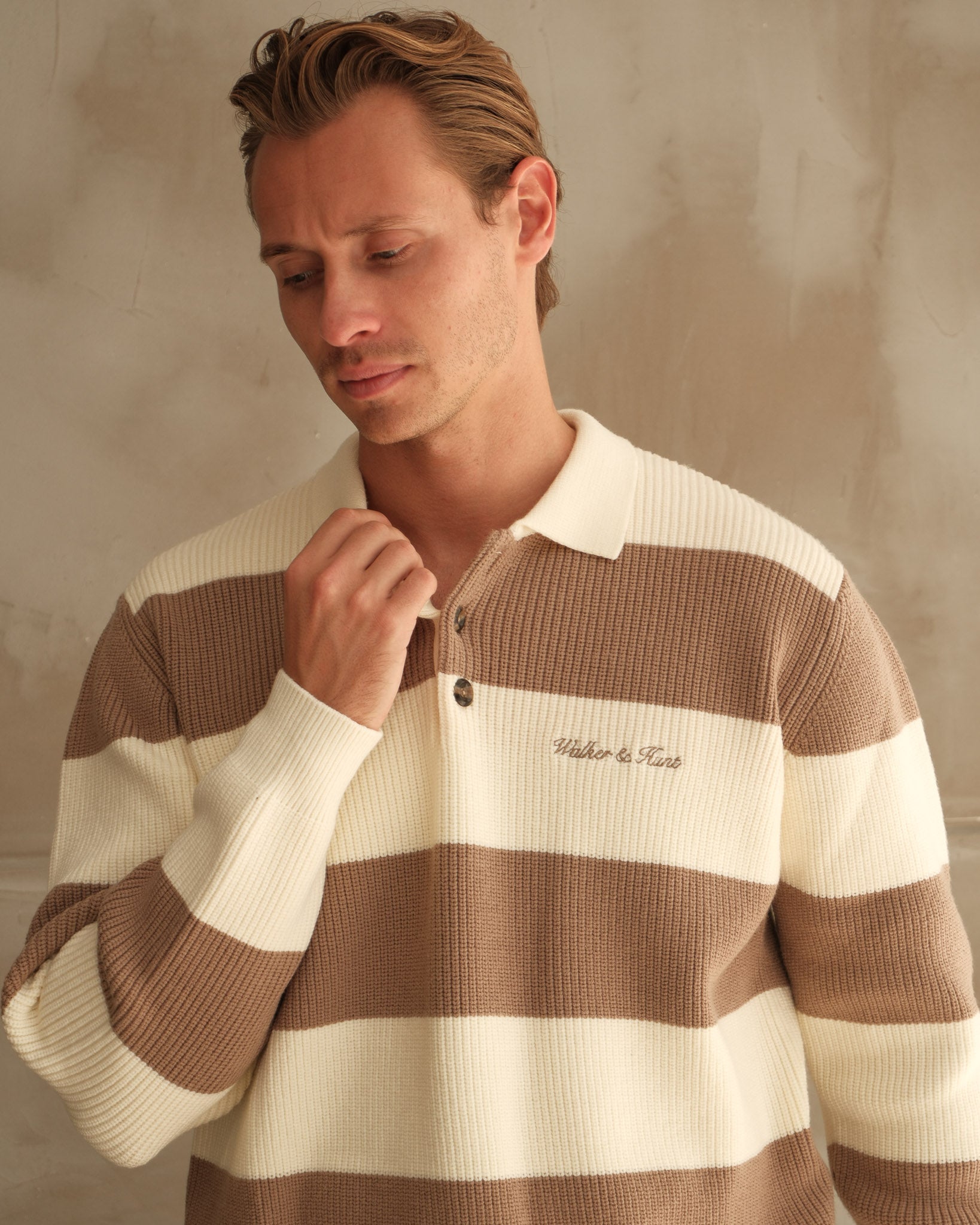 Oversized Lando Knit - Mocha & Cream – Walker & Hunt