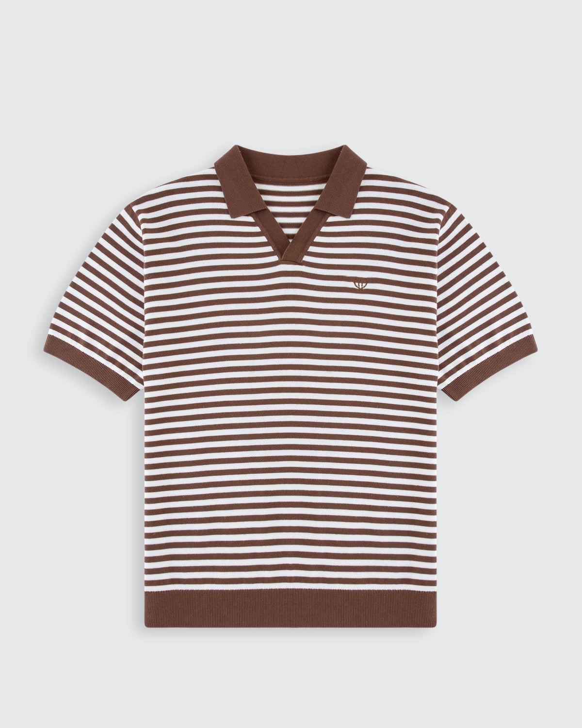 Milton Knitted Polo- Mocha & Cream