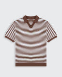 Milton Knitted Polo- Mocha & Cream