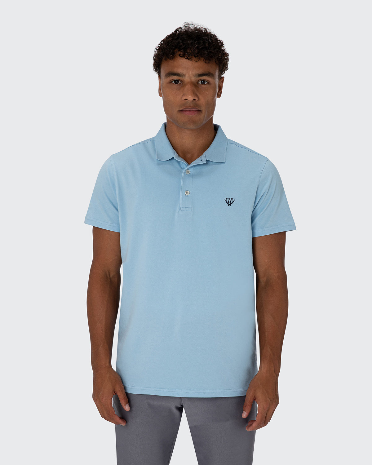 Pique Stretch Polo- Light Blue